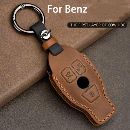 Leather Car Key Cover for Mercedes Benz CLS CLA GL R SLK AMG A B C S Class Remote Holder Auto Accessories Keychain Case