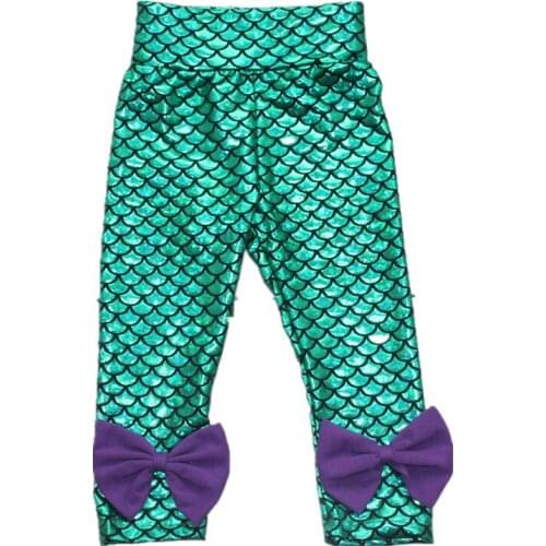 Girls Boys Summer Spring Pants Harem Princess Mermaid Airel Kids Leggings with Bows Mickey Minnie Children Cotton Elastic Pants