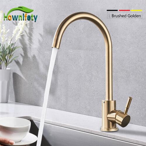 Brushed Golden Kitchen Faucet hot & Cold Mixer Tap Deck Mount Rotatable Torneira free ship item