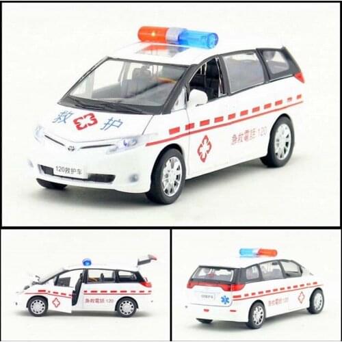 Simulation 1: 32 Toyota 120 ambulance metal alloy model,childrens sound and light back to rescue car model toys,free shipping