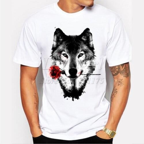 Fashion mens short sleeve black rose Printed t-shirt Man O-neck cool tops