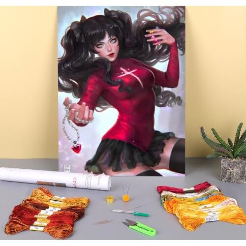 Cartoon Girl Woman Printed Canvas 11CT Cross-Stitch Patterns Embroidery DMC Threads Hobby Painting Handicraft Package