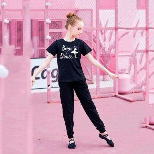 Girls Soft Printing Ballet Dance T Shirts Summer Kids Solid Color Dance T Shirts Short Sleeve Clothes for Dance Training