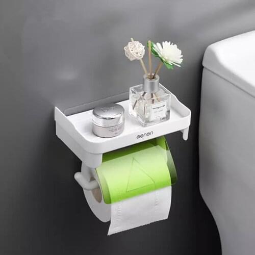 Wall Mount Toilet Paper Holder Bathroom Tissue Accessories Rack Holders Self Adhesive Punch Free Kitchen Waterproof Paper Shelf
