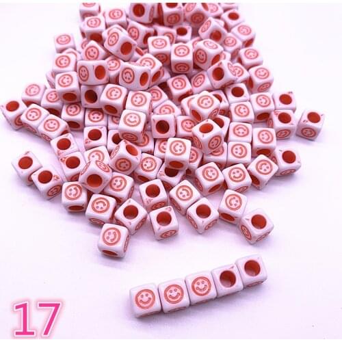 NEW 50pcs/lot 7mm Love/Stars Alphabet Letter Acrylic Cube Beads for Jewelry Making DIY Bracelet Accessories #17
