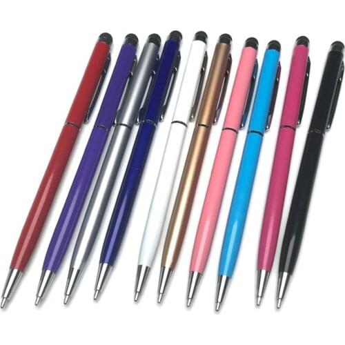 Factory metal ball point mobile phone touch screen pen dual function flat capacitance pen student school prize gift touch pen