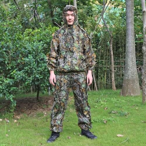 Ghillie Suits 3D Leaves Hunting Clothes Bionic Yowie sniper birdwatch airsoft Camouflage Clothing jacket and pants
