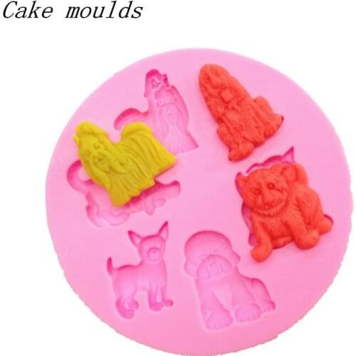 Wholesale Silicone mold RS032 puppy dogs shape Fondant cake mold chocolate mold Free shipping