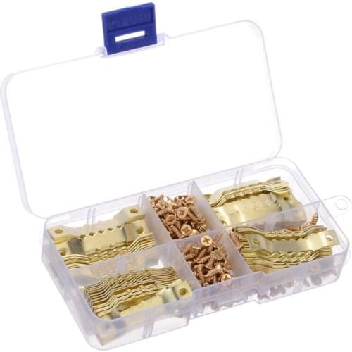100 Sets Golden Saw Tooth Picture Frame Hangers Hanging Photo Oil Painting Mirror Hooks Hardware With Screws Sawtooth Hangers Re