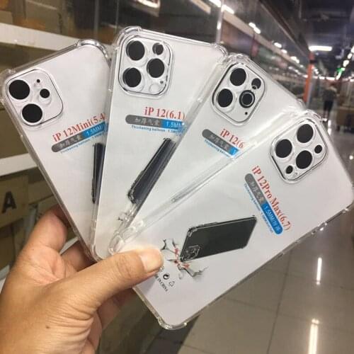 50pcs 1.5MM Air Cushion Clear Transparent Case Soft TPU Silicone Cover For iPhone 13 Pro Max 12 Mini 11 XS XR X 8 7 6 Plus SE