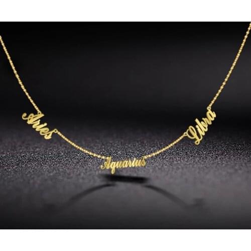 Sipuris Custom Multiple Names Necklace Family Jewelry Nameplated Pendant Stainless Steel Letter Choker Necklace Christmas Gifts