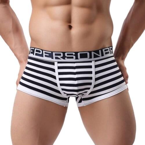 Striped Underwear Boxer Homme Sexy Male Underwear Soft Stripes Boxer Men Cotton Bulge Pouch Knickers Breathable Underpants Cueca
