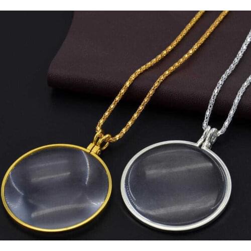 Unique Necklace Magnifier Glass Decorativ Reeding Pendant Woman man Vintage Magnify Monocle
