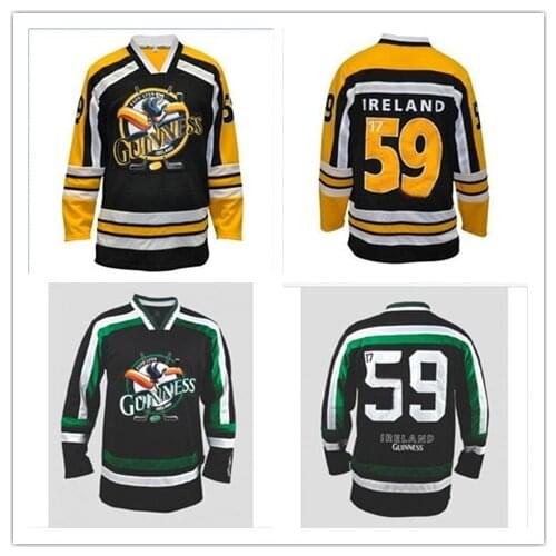 Vintage 59 Ireland Guinness Toucan Green Hockey Jersey Embroidery Stitched Customize any number and name Jerseys