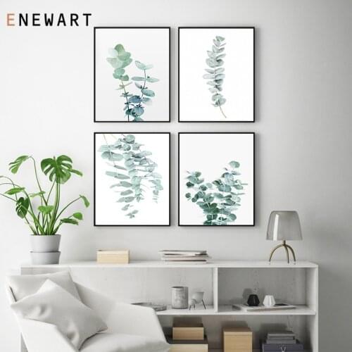 Green Leaf Canvas Poster Eucalyptus Wall Art Print Plant Nordic Painting Room Decoration Picture Scandinavian Home Decor