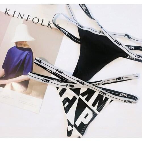 Sexy Bandage Sexy T-Shaped Panties Cotton Fitness Seamless Sports Letters Womens Low Waist Briefs T-Back