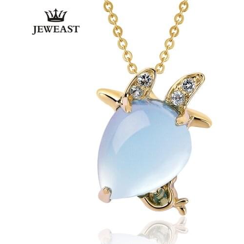ZNZOZB Aries Natural topaz 9K Pure Gold Pendant Real AU Solid Gold Upscale Trendy Classic Party Fine Jewelry Hot Sell New 2020