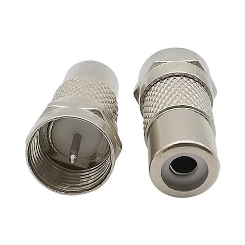 2Pcs/lot F Type Male Plug to RCA Female Jack Coupler Coax Cable Video Adapter Connector