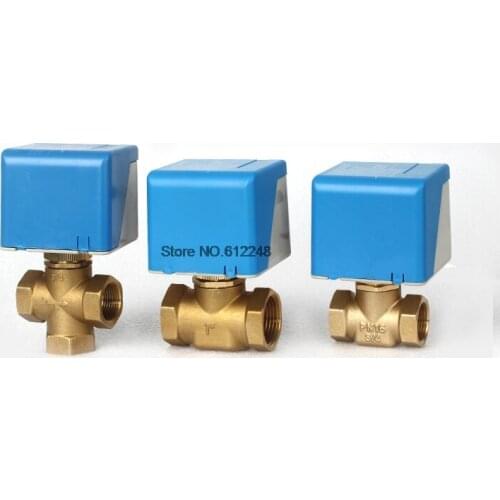 2 way 3 way Vertical type motor operation brass electric ball valve 16bar series 1/2" 3/4" 1" Fan coil valve AC220V