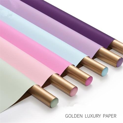 20pcs Double-Sided Gold Luxury Paper Flower Bouquet Wrapping Paper Florist Supplies