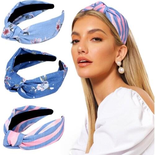 2021 New Headband Female Personality Fabric Headgear Wide Brim Headband Girl Women Turban Knotted Headband Hair Accessories