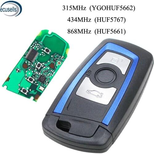 3 Button Remote Key 315MHz YGOHUF5662,434MHz HUF5767,868MHz HUF5661 For 2009-2016 BMW 5 7 F Series FEM / BDC CAS4 CAS4+ Blue
