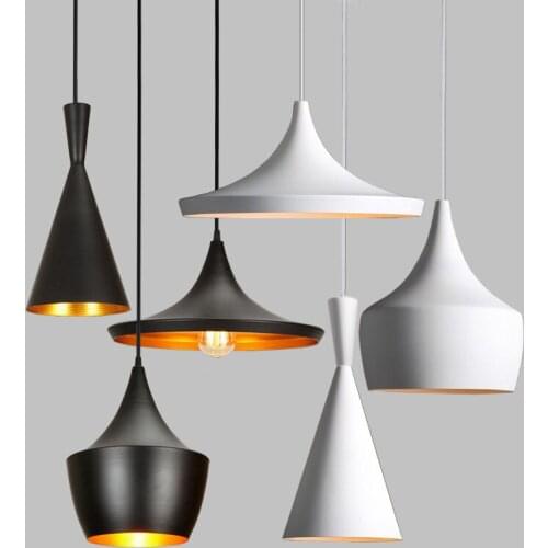 Aluminum Loft Vintage Industrial Pendant Light Black/White Pendant Lamp Coffee Kitchen Restaurant Dinning Room Indoor Lighting