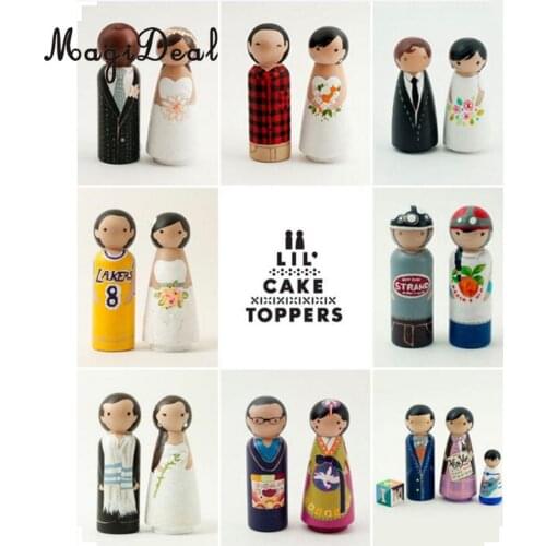 60 Pieces Blank BRIDE&GROOM Wooden Peg Dolls Male Female Figure Wedding Cake Toppers DIY Craft