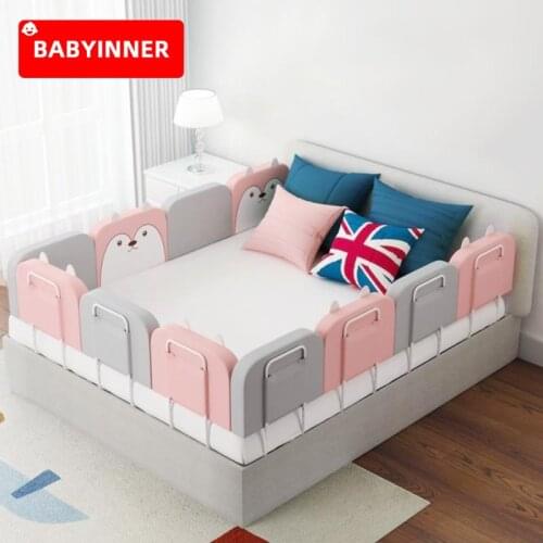 BABYINNER Baby Bumpers Newborns Anti-collision Bed Fence Upgraded Crib Barrier Adjustable Height Infants Safety Bed Rails 0-6 Y