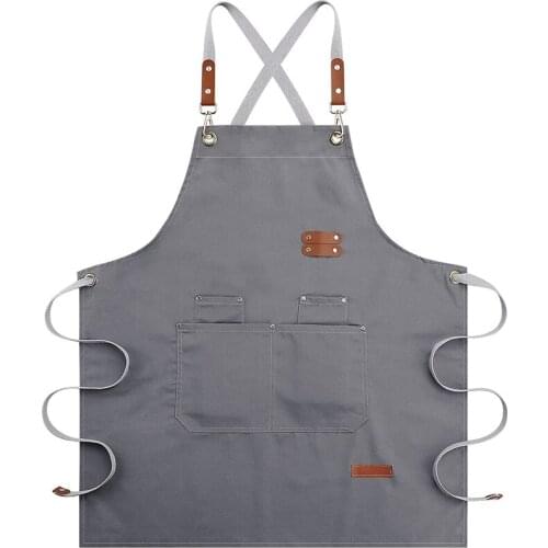 Chef Apron-Cross Back Apron for Men Women,Cooking Aprons with Adjustable Straps and Large Pockets for BBQ & Grill