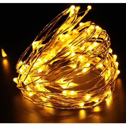 Warm White Battery Operated 10ft (3m) 30 Leds Fairy LED copper Wire String Lights for Xmas Holidays Party Wedding Decoration