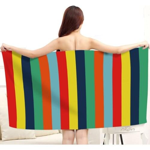 Fashion Hot Sale Colorful Stripes Summer Beach Towel Microfiber Printed Bath Towels Drying Quicky-Dry Microfiber Towel 2021
