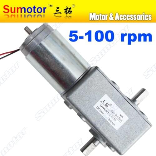 GW600 DC 12V 24V tail shaft for encoder Worm Gear Motor Electric engine Low rpm High torque double shaft Self-locking for robot