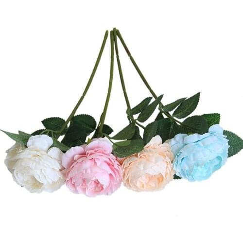 Single Head Western Rose Core Peony Artificial Flower Home Decoration Wedding Bouquet Fake Flowers Gift For March 8th