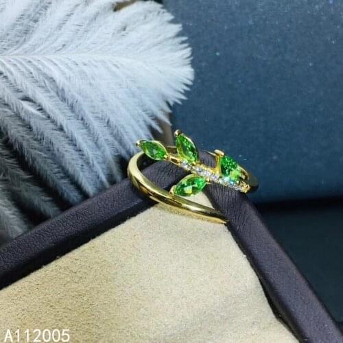 KJJEAXCMY fine jewelry 925 sterling silver inlaid natural Tsavorite new Female ring classic Support Detection