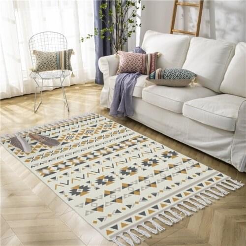 Boho Carpet Design Non-slip Floor Mat Doormat Area Rugs for Bedroom Bathroom Carpet Cotton Linen Morocco Carpets