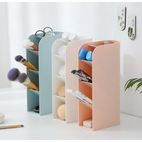 Inclined Pen Holder Desktop Storage Rack Plastic Stationery Cosmetic Brush Storage Box
