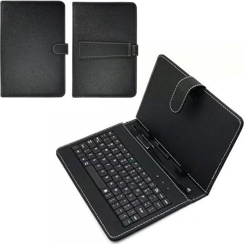 New Keyboard Dustproof Black PU+PC leather cover with Stand Case For android Tablet 10.1 Inch with Built-in USB Wired Keyboard