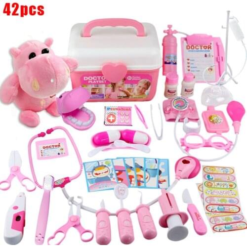 2019 New 42pcs/set Children Pretend Play Toy Set Simulation Doctor Clinic Appliances with Storage Box