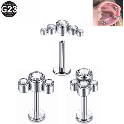 New G23Titanium Piercing F136 Ear Piercing Cartilage Helix Tragus Stud Internally Threaded Labret Lip Anti-allergic Body Jewelry