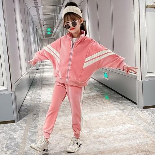 Girls Clothes Sport Striped Clothing For Girls Coat + Pants Kids Clothes Teenage Childrens School Clothing 5 6 7 8 10 12 Years