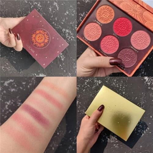 GUICAMI 6 In 1 Blush Makeup Palette ，Korean Cosmetics For Women Blush Makeup ，6colors Baking Blush Powder