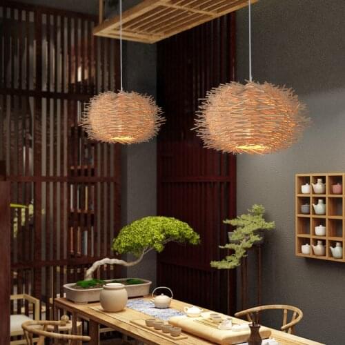 European design manual wicker birds nest chandelier hotel restaurant coffee shop living room hanging decoration lighting