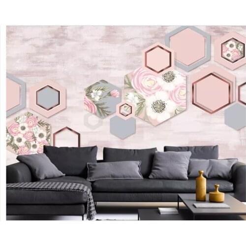 Beibehang Custom classic thickening simple wall paper 3D stereo Nordic simple hexagon TV background papel de parede 3d wallpaper
