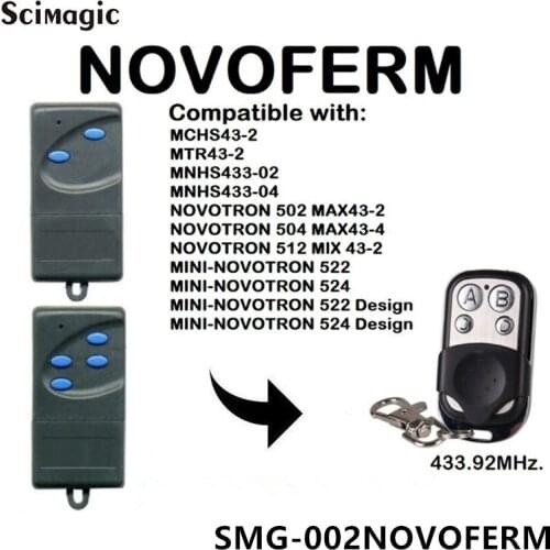 Remote Control 433MHz Rolling Code for NOVOFERM MINI-NOVOTRON 522 524 / 522 Design / 524 Design Garage Command