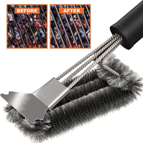 Barbecue Grill Cleaning Brush Stainless Steel Wire BBQ Brush Cleaning Tools Non-stick Cleaning Brush Barbecue Accessories