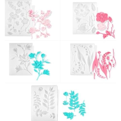 Handmade Large Rose Flower Lily Leaves Floral Theme UV Resin Silicone Mold Epoxy Resin Casting Mould Jewelry Making Tool