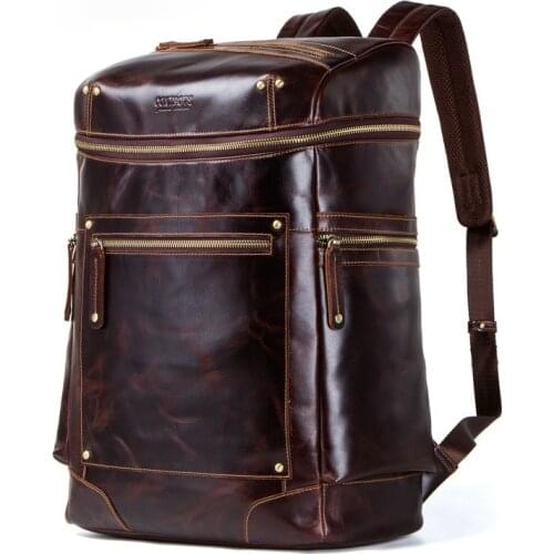 Vintage leather mens backpacks European and American trend mens backpacks