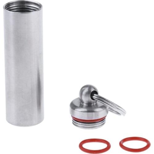 Stainless Steel Waterproof Capsule Holder Bottle Outdoor Survival Case Pill Box Container Silver