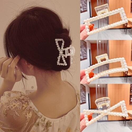 CYGJFC Woman Elegant Pearl Hair Claw Girls Hair Accessories Crab Vintage Transparents Hairpins Hair Clips Barrettes Hairgrip